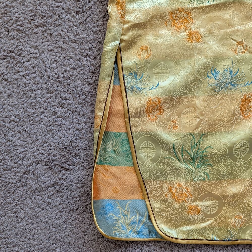 Visifushi XXXL Womens Gold Yellow Floral Chinese Cheongsam Maxi Dress Size 44 - Picture 7 of 12